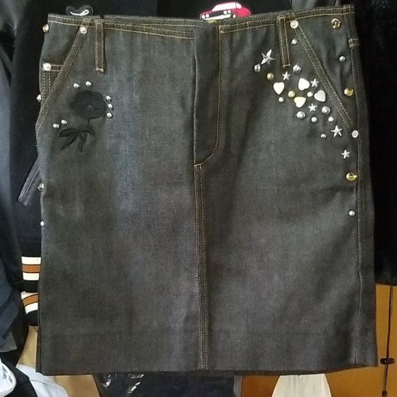 Coach 1941 black denim size 8 mini skirt 86958 - Picture 2 of 8